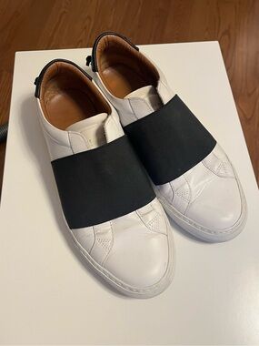 Givenchy White Slip-On Sneakers with Black Strap